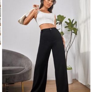 SHEIN PETITE High Waist Slant Pocket Pants